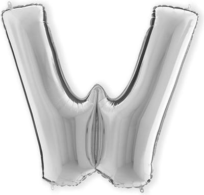 Folieballon letter W zilver (100cm)