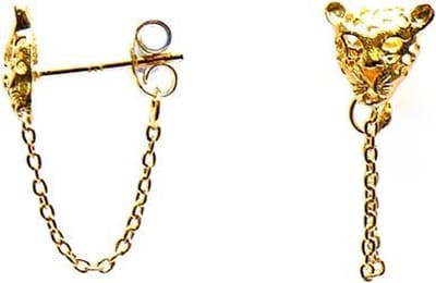 Karma 925 Sterling Zilveren Chain Goudkleurige Leopard Oorknoppen M1470