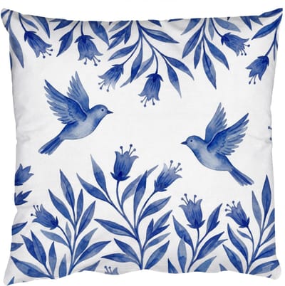 Sierkussens - Kussentjes Woonkamer - 50x50 cm - Modern - Vogels - Delfts - Blauw