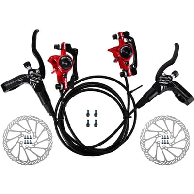 Fiets hydraulische schijfremmen voor achter remklauwen set voor MTB mountainbike links rechts remhendel Front left & Rear right & 160mm rotor rood