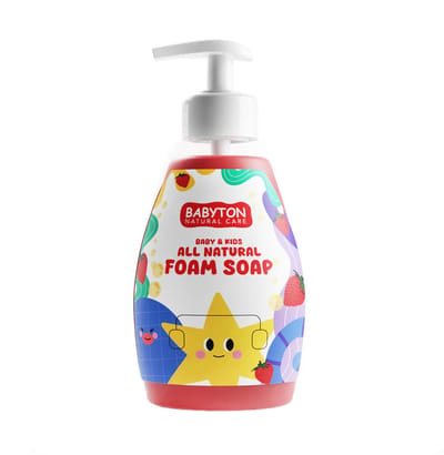 BABYTON - Natuurlijke Schuimende Zeep - Hand & Face Wash - Aardbei - Schuimt lekker en voedt de huid - 350ml
