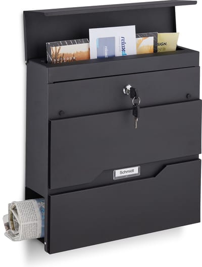 brievenbus hangend - met krantenrol - slot en 2 sleutels - 37 x 37 x 11 cm - buiten