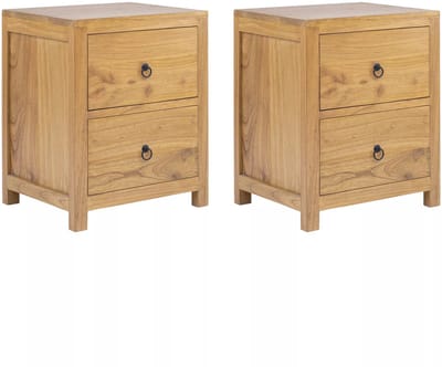 Vente-unique Set van 2 nachtkastjes met 2 lades - Mindihout - Naturel - PILABO