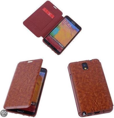 Bestcases Bruin TPU Book Case Flip Cover Motief Samsung Galaxy Note 3