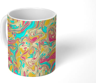 Mok - Koffiemok - Geel - Roze - Blauw - Retro - Mokken - 350 ML - Beker - Koffiemokken - Theemok