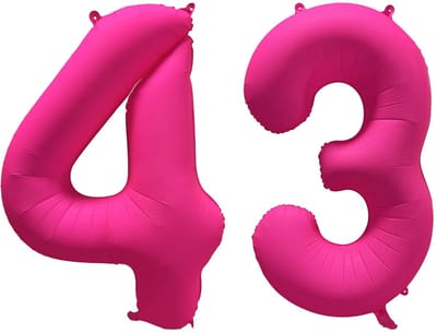 Folieballon 43 jaar - Neon Roze - 86 cm
