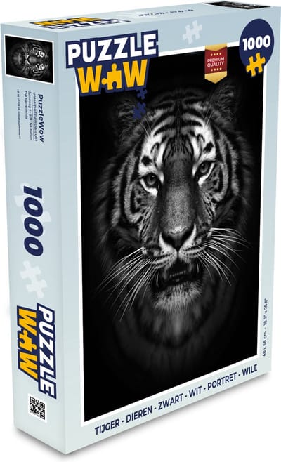 Puzzel Tijger - Dieren - Zwart - Wit - Portret - Wild - Legpuzzel - Puzzel 1000 stukjes volwassenen