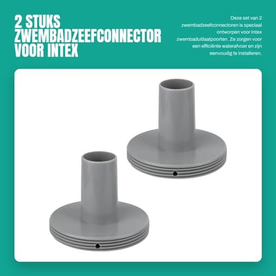 Dailygoods- Zeefconnector 2 Stuks - Vervanging voor Intex Zwembaduitlaatpoorten - PVC - 1-1/4" Fittingen - Grijs - Geschikt voor 26183MW/26165EH/26167E/26175EH/26191EH - Filterconnector
