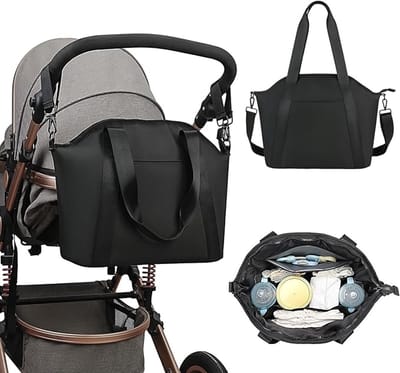 Luiertas Tote - Waterdichte Opbergtas - Luxe Luiertas Grote Capaciteit - Waterproof Mom Bag - met Schouderriem - Modieuze Verzorgingstas en Reistas - voor Babybenodigdheden - Creme