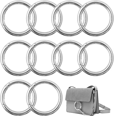 Set van 10 Ronde Karabijnhaken voor Sleutelhangers en Tassen - 49mm Zilver
