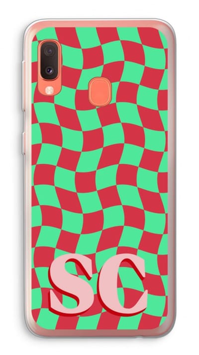 Gepersonaliseerd - Case Company® - Hoesje geschikt voor Samsung Galaxy A20e hoesje - Grid Monogram - Soft Cover Telefoonhoesje - Bescherming aan alle Kanten en Schermrand