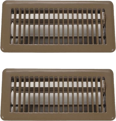 Vloeropeningen 2 Pack - Luchtregisters Vloer - Verwarming Ventilatie - Zwaar Staal Dubbel Gecoat - 4x10 Inch Opening - Brons