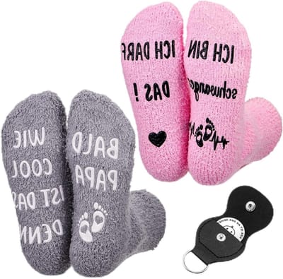 Grappige Antislipsokken en Decision Coin voor Nieuwe Ouders - Perfecte Cadeaus voor Zwangere Vrouwen en Doopcadeaus in Koraalfleece