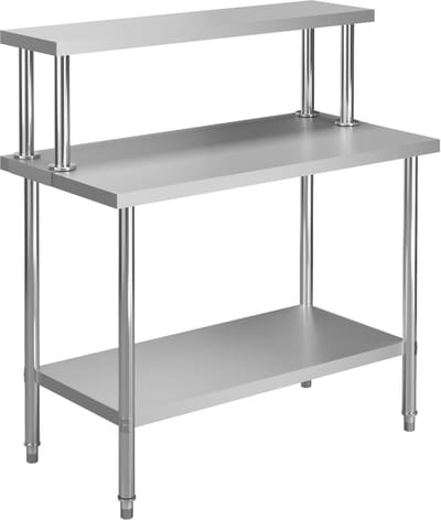 vidaXL - Keukenwerktafel - met - bovenschap - 120x60x120 - cm - roestvrij - staal