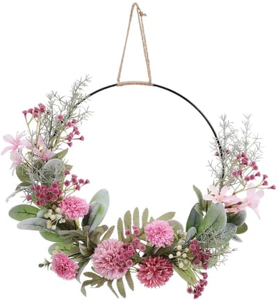 Dailygoods- Deurkrans Kunstbloemen - Eucalyptus Krans - Metalen Ring - Lente Decoratie - Bruiloft Decoratie - Compact Formaat - Duurzaam Design - Bloemenkrans