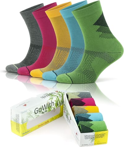 GoWith-bamboe crew sokken-5 paar-sport sokken-naadloze sokken-hardloop sokken-sokken heren en dames-cadeau sokken-40-44