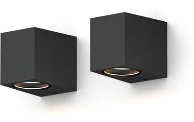 Calex Wandlamp Downlight Sanremo - GU10 - IP54 Water- en Stofbestendig - Geschikt voor Binnen en Buiten - Eenvoudige installatie - Rechthoek - Zwart – 2-Pack
