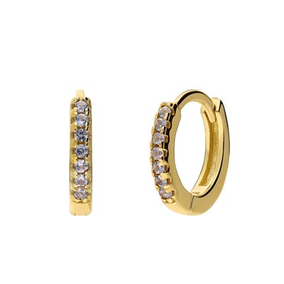 Lucardi Dames Zilveren goldplated oorringen met zirkonia - Oorbellen - 925 Zilver - Goudkleurig