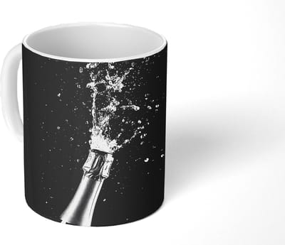 Mok - Koffiemok - Champagne - Zwart - Spetters - Popping - Mokken - 350 ML - Beker - Koffiemokken - Theemok