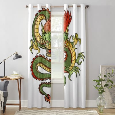 Traditioneel Draak Raamgordijn Voor Kinderkamer Huis Jaloezieën Gordijnen Voor Woonkamer Slaapkamer Raam Draperieën 135W x 60H(cm) x1