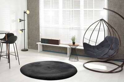 Lalee Heaven - Ronde Vloerkleed - Tapijt – Karpet - Hoogpolig - Superzacht -comfy Fluffy - rabbit fur- 160x160 cm Rond zwart