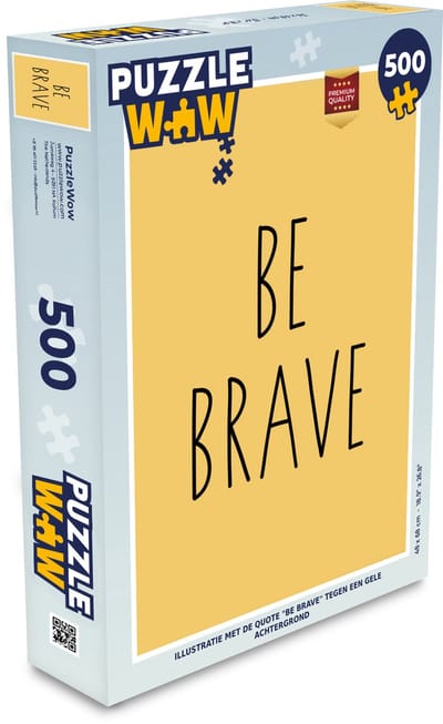 Puzzel Illustratie met de quote "Be brave" tegen een gele achtergrond - Legpuzzel - Puzzel 500 stukjes