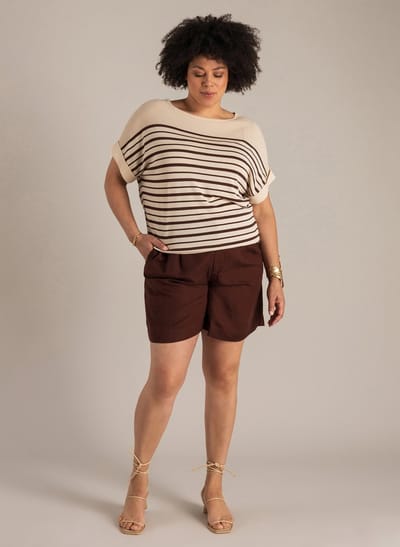 YEST CURVE Nanja Tops - Light Sand/Coffee Br - maat 0(46)