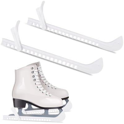 Dailygoods - 1 paar schaatsbeschermers voor schaatsen, verstelbare schaatsbescherming, schaatsbeschermer, kunstschaatsen, bescherming voor kinderen en volwassenen, universeel, wit