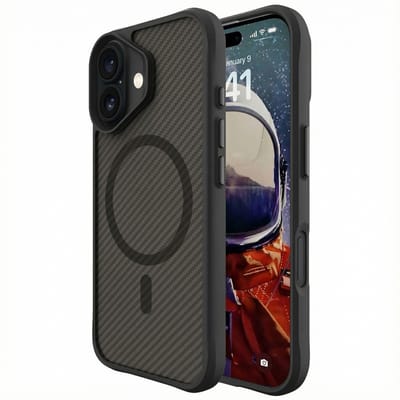imoshion Hoesje - Geschikt voor Apple iPhone 16 - Hybrid Carbon Case geschikt voor MagSafe - Zwart