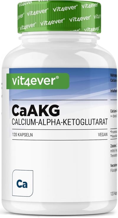 CaAKG - Calcium-alfa-ketoglutaraat - 120 capsules - Hooggedoseerd met 1100 mg dagdosering - Puur calcium & alfa-ketoglutaraat zonder onnodige toevoegingen, vegan