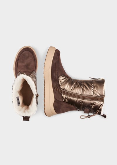 Enkellaarsjes in metallic-look - taupe / metallic - Gr. 37 van Goldner Fashion