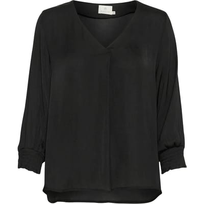 Blouse met korte mouwen Regular fit Black