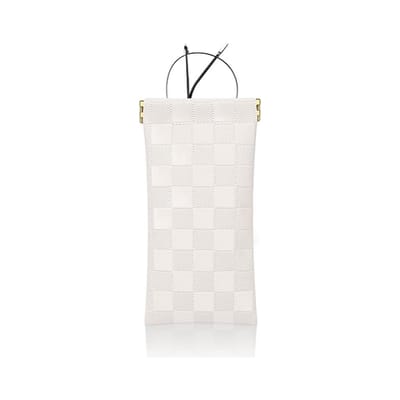 Brillenkoker Geruit Patroon - Bril Etui - Bril Hoesje - Brillendoos - Zonnebrilhouder - PU - Universeel - Brillenkoker - Brillendoos - Stijlvolle brillenkoker - Brillenetui - brillendoos dames heren - wit - 1 stuk