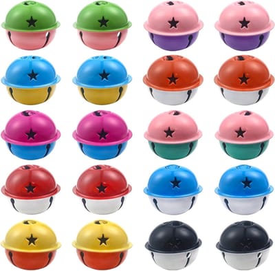Kleurige metalen kerstbellen set van 20 stuks van 4 cm voor kerstdecoratie, bruiloften, verjaardagen en feesten