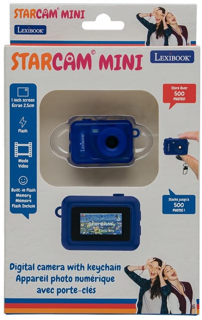 Sleutelhanger Miniatuur Digitale camera Lichtblauw met ingebouwd flashgeheugen