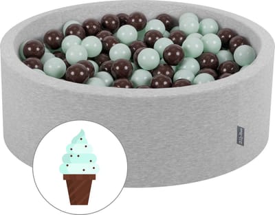 KiddyMoon Ballenbad voor kinderen met 200 kleurrijke ballen ∅7cm 90x30cm - Ballenbak voor Baby's rond - Ballenbak ballen - Met schuimvulling - Ballenbad foam - Voor sensorische - Chocolade: Munt Bruin