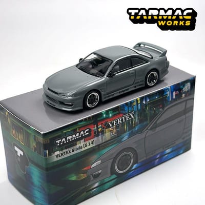 Tarmac Works 1:64 Tw Vertex Silvia S14 Gris Chase Modèle de Voiture en Alliage gray