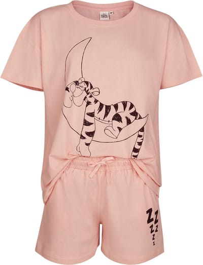 Winnie The Pooh - Disney Pyjama - Tiger On The Moon Solid - S tot XXL - voor Vrouwen - lichtroze