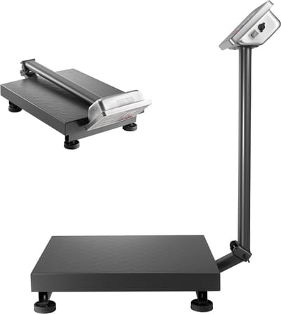 Digitale Platformweegschaal met Een Capaciteit van 300 kg, Nauwkeurigheid tot 50 g, Elektronische Vloerweegschaal met LB/kg-weergave, Tarrafunctie, Prijsberekening en AC/DC-voeding, Ideaal voor Bagage, Verzending, Pakketten en Post