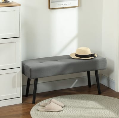 STILVORA Bedbank 100 x 36 x 45 Cm - Getufte Zitting Met Zachte Bekleding - Voor Slaapkamer, Woonkamer En Hal - Polyester Grijs