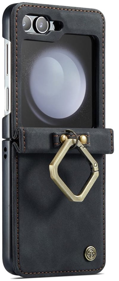 CaseMania Bookcase hoesje geschikt voor Samsung Galaxy Z Flip 7 FE - Effen Zwart - Kunstleer