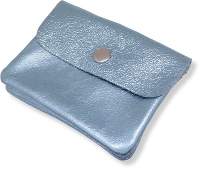 Bijoutheek Portemonnee Leer Italiaans Metallic Ice Blue