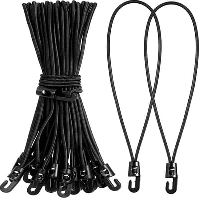 Elastische spanbanden met haken, 25 cm, 25 stuks, multifunctioneel, geschikt voor getarneer, banners, camping en zwembadafdekkingen
