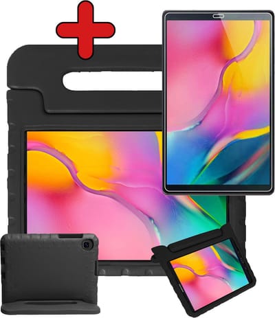 Hoesje - Geschikt voor Samsung Galaxy Tab A 10.1 (2019) - Met Screenprotector - Kinderhoes - Shockproof Bumper - Kidsproof Case - Tablethoes - Kinder Hoes Cover - Zwart