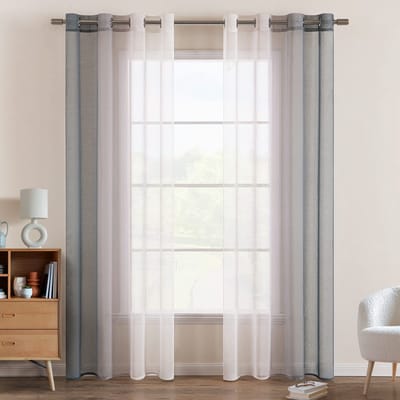 Dailygoods- Voile Gordijn Tweekleurig - Transparant Gordijn - Lichtdoorlatend - Set van 2 - 140 x 245 cm - Decoratief voor Slaapkamer - Raamdecoratie