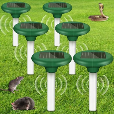 Allecto Plus - Zonne-energie Mollenverjager 2 stuks IP65 waterdicht - Ultrasoon - Mollenverjager - Mollenbestrijding - Ongediertebestrijding voor de tuin