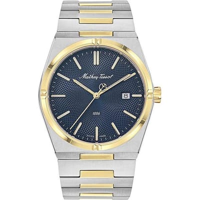 Mathey-Tissot Zeus Tweekleurig Roestvrij Staal Blauwe Wijzerplaat Kwarts H118BBU Herenhorloge blauw