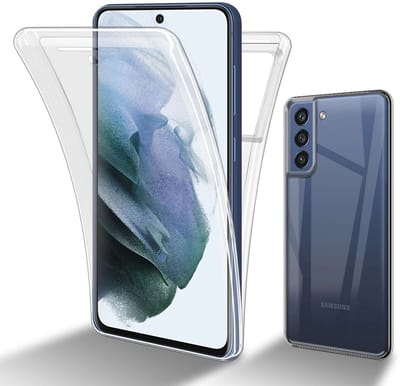 Cadorabo Hoesje geschikt voor Samsung Galaxy S21 FE in TRANSPARANT - 360° Full Body Case Cover Beschermhoes Voor- en achterbescherming, all-round bescherming met displaybescherming