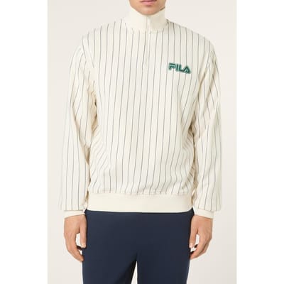 FILA Statuto Loose Pinstriped Half Zip Sweatshirt Egret / Black | Maat: XS | Sweaters Outlet | Heren | Wit