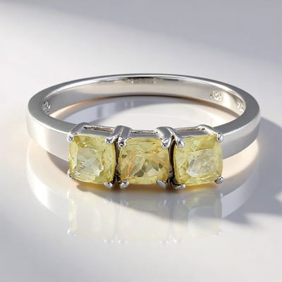 Cavill - zilveren ring met drie Xia-apatieten - 925 sterling zilver - 0,97 ct - modern en minimalistisch - Braziliaanse gele edelstenen